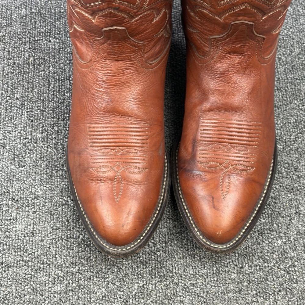 Vintage Tony Lama H6165 Cowboy Boots Men's 10 D Cognac Brown Leather Western USA - Picture 6 of 10